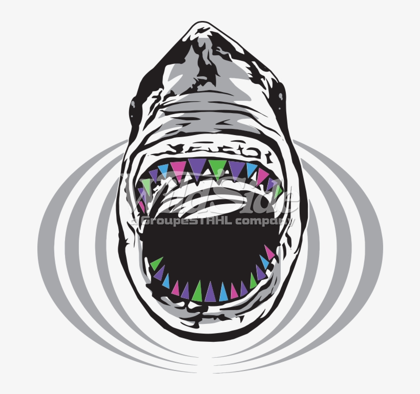 Shark With Neon Teeth - Illustration, transparent png #497650