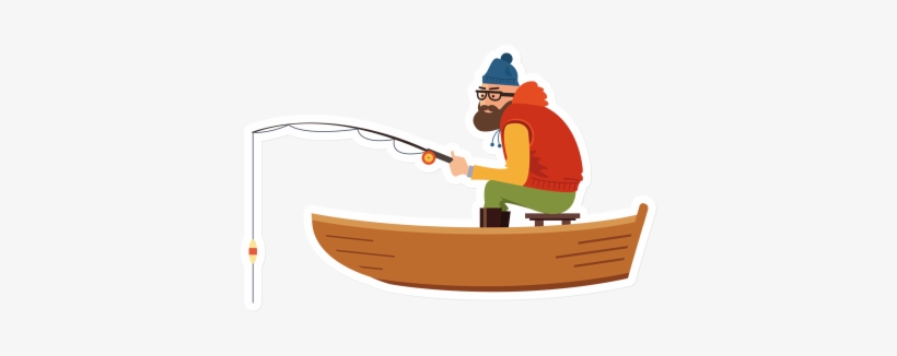 Fisherman - Рыбак В Лодке На Белом Фоне, transparent png #497732
