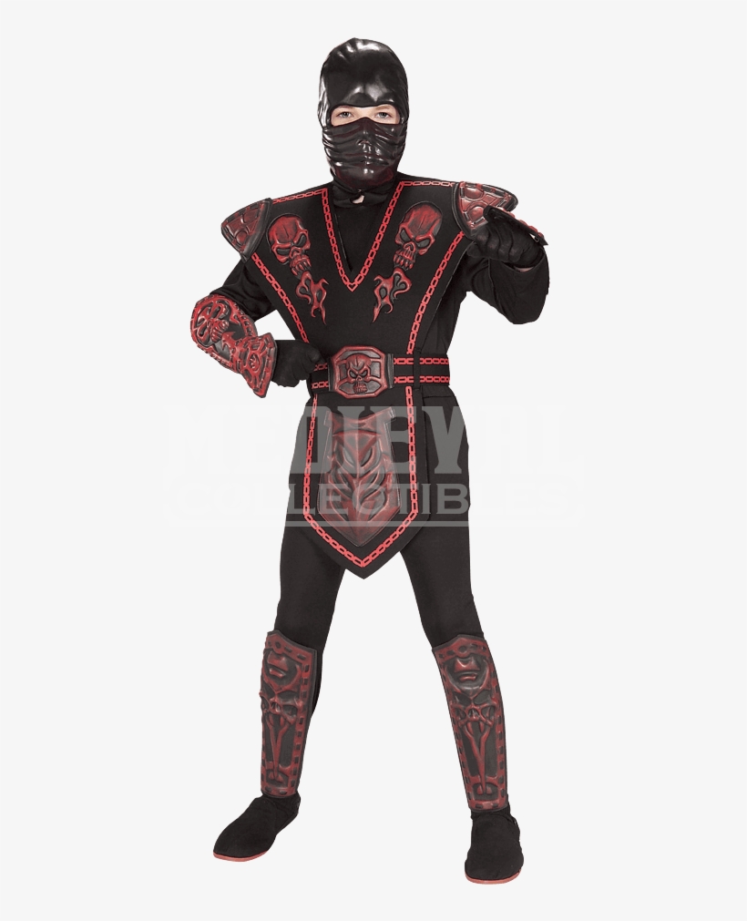 Boys Red Skull Ninja Costume - Red Skull Warrior Ninja Child Halloween Costume Size, transparent png #497998