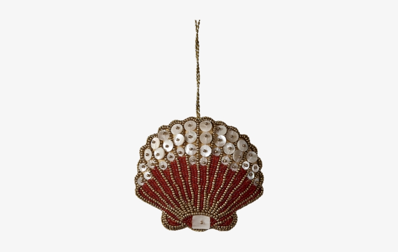Bead And Mother Of Pearl Ornament, 4" Scallop Red Gold, transparent png #498821