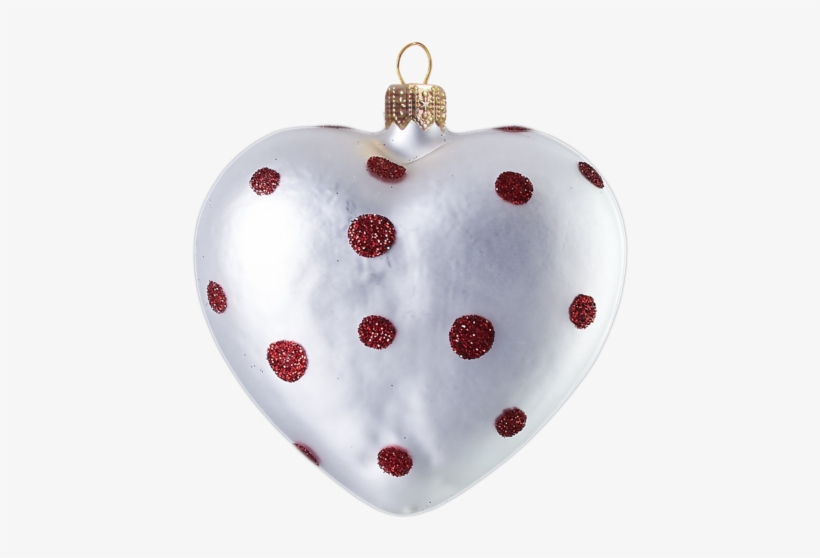 Silver Heart With Red Polka Dots Christmas Ornament, - Christmas Ornament, transparent png #499348