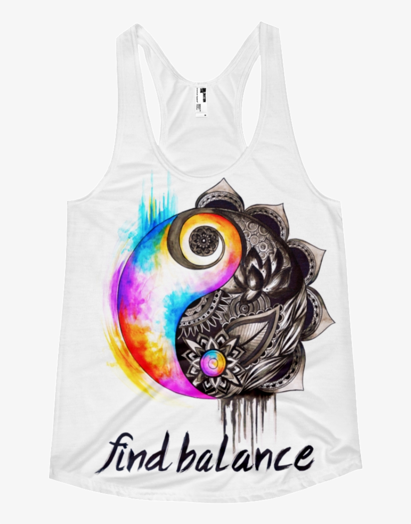 Womens Find Balance Racerback Tank - Sister Tattoos Yin Yang, transparent png #499834