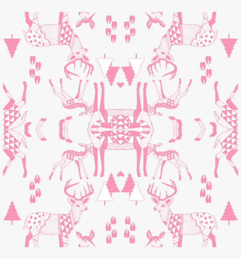 8 Geo Deer Family Tribal Woodland Light Powder Pink - White-tailed Deer, transparent png #4900766