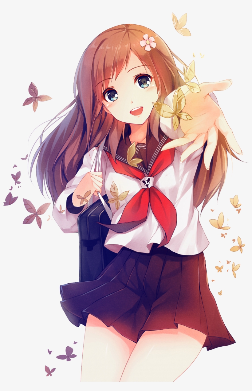 Favorite Border Favorite - Kawaii Anime School Girls, transparent png #4901366