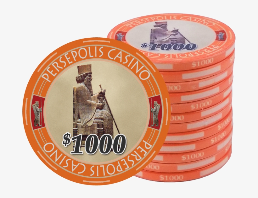 Persepolis Casino Orange $1000 Ceramic Poker Chip - Casino Token, transparent png #4904457