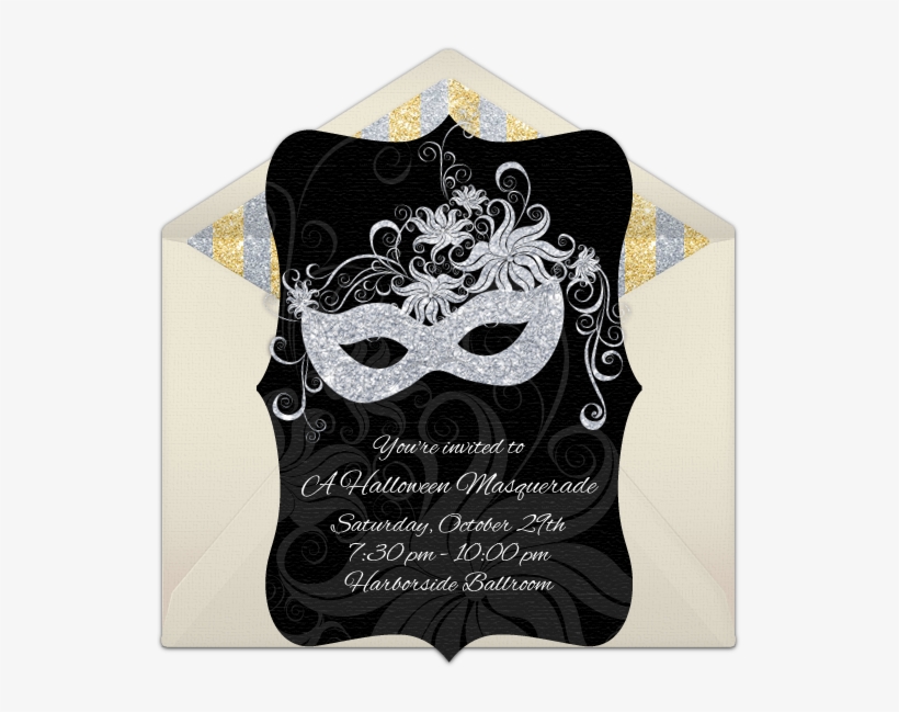 Half Masquerade Mask Invitations Png Banner Transparent - Mask, transparent png #4907663