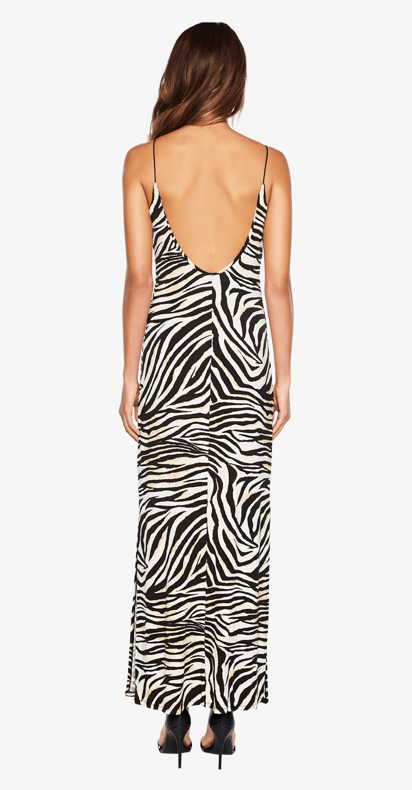 Zebra Print Maxi Dress In Colour Caviar - Dress, transparent png #4908684
