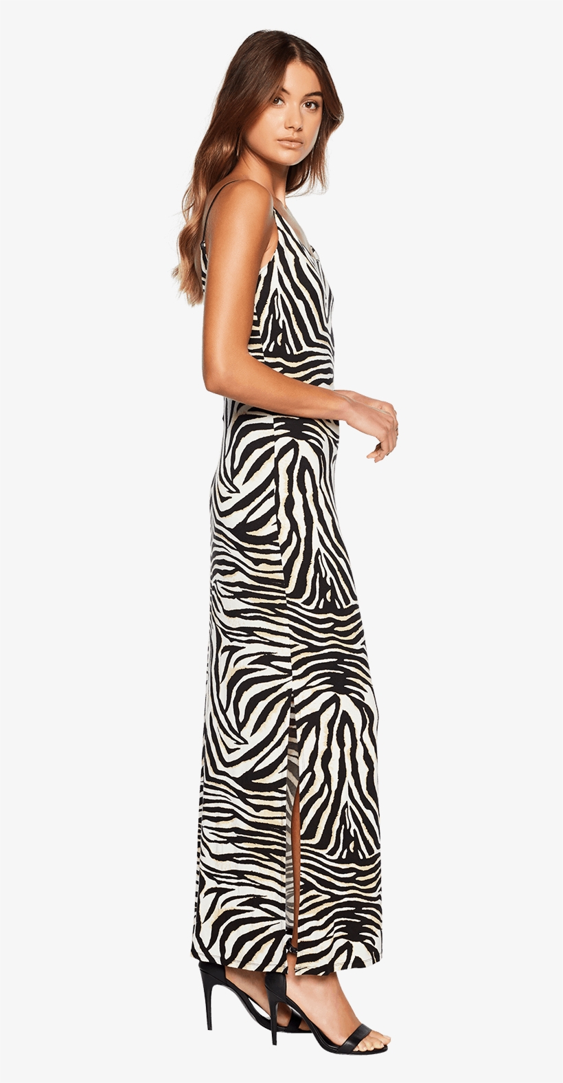 Zebra Print Maxi Dress In Colour Caviar - Dress, transparent png #4909488