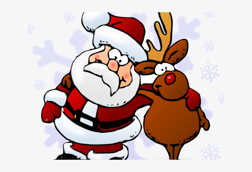 Friends Clipart Xmas - Santa And Rudolph Cartoon, transparent png #4914778