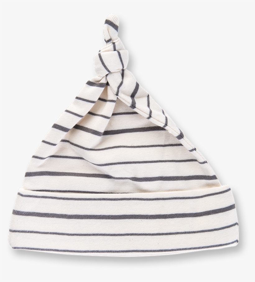 Charcoal French Stripe Knotted Hat - Sapling Kid's Striped Knot Organic Cotton Cap - Charcoal, transparent png #4915621