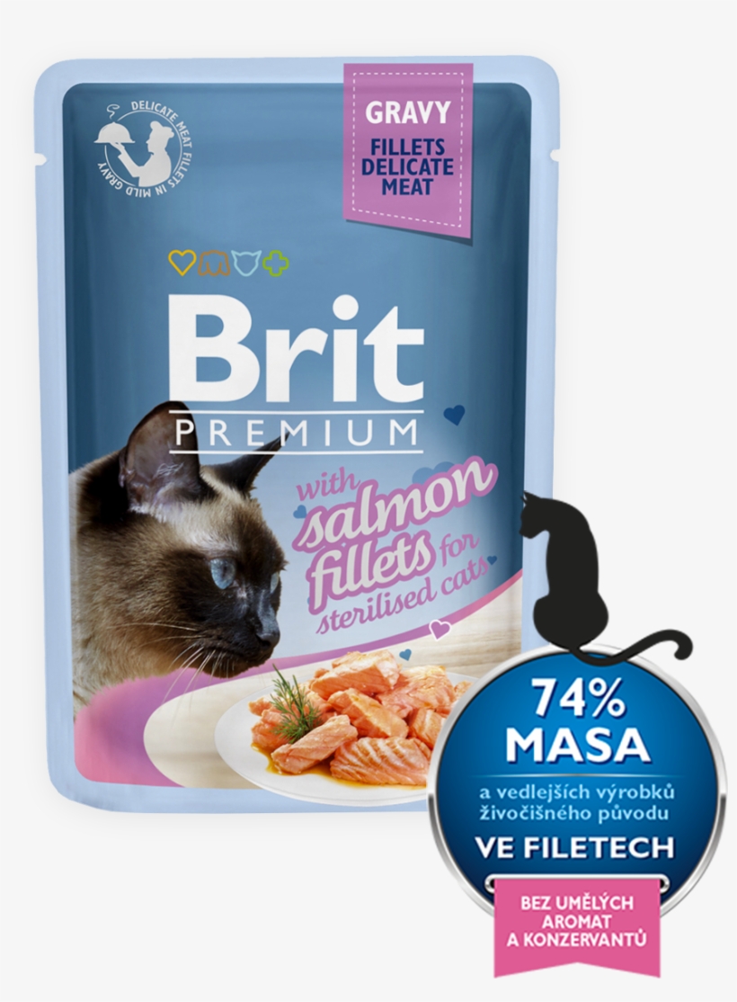 Brit Premium Cat Pouch With Salmon Fillets In Gravy - Brit Premium Gravy Trout Fillet, transparent png #4916598