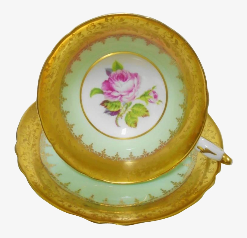 Paragon Fancy Gold Etch Border Pink Rose Center Tea - Silver Cross Heritage Silver Cross Dolls Pram - Body, transparent png #4924177
