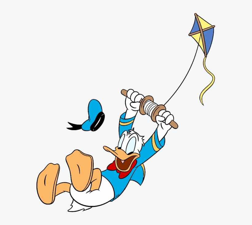 Donald Duck Digging In Dirt With Shovel Flying A Kite - Kite, transparent png #4931083