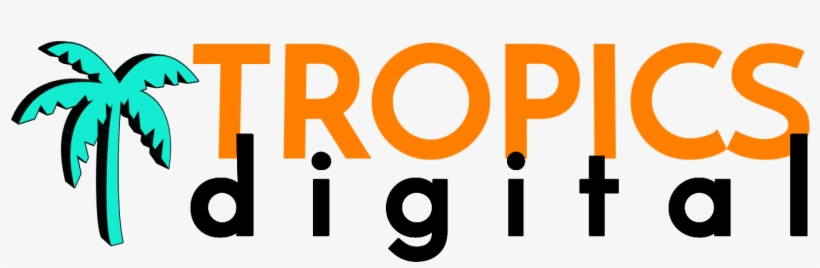Tropics Letters In Orange Above Digital Letters In - Graphic Design, transparent png #4932606