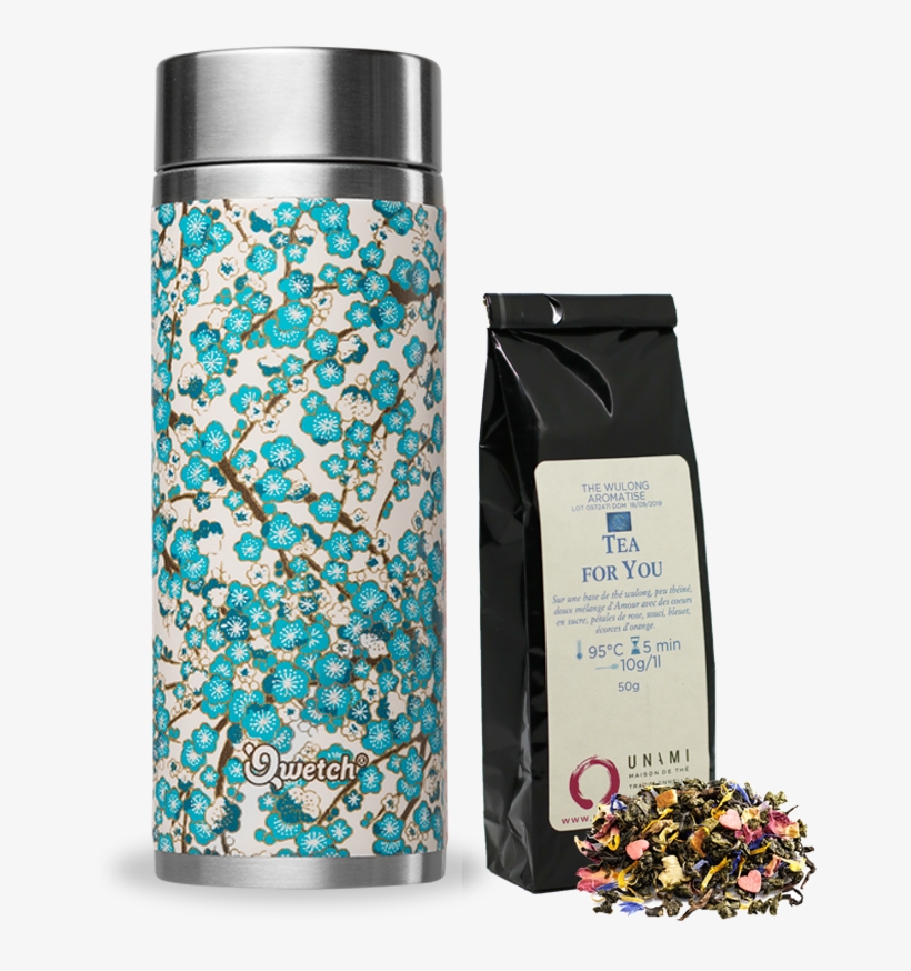 Previous - Qwetch Théière Nomade 300ml Inox Washi Blanc/bleu +, transparent png #4933298