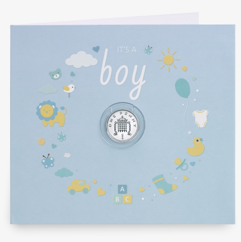 Baby Boy Silver Penny Gift Card Presentation - Coin, transparent png #4936833