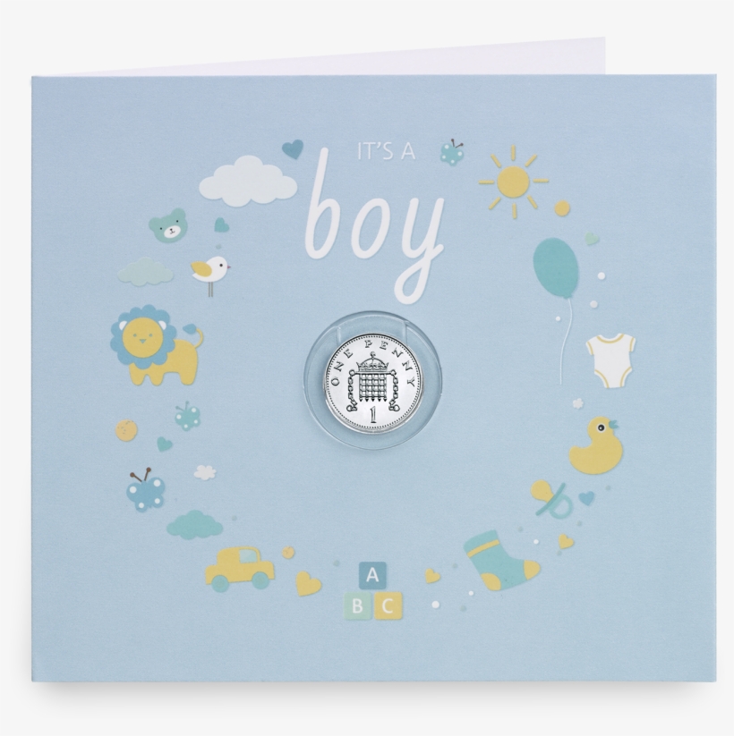 Baby Boy Silver Penny Gift Card Presentation - Coin, transparent png #4936833