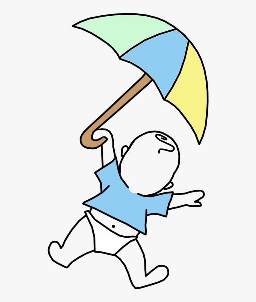 Pilot Clipart Baby Boy - Baby And Umbrella Drawing, transparent png #4940954