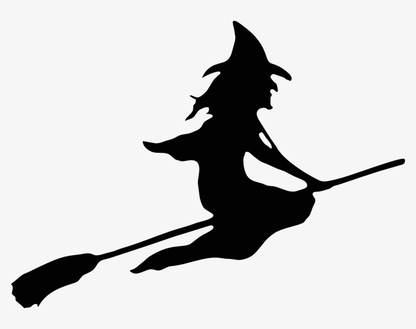 Witch Riding Broom Silhouette Smoothed - Cartoon Witch On Broom, transparent png #4941413