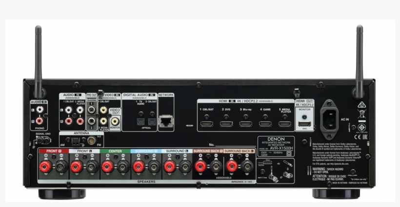 Denon Avr-x1500h - Denon Avr X1400h 7.2 Channel Av Network Receiver, transparent png #4941844