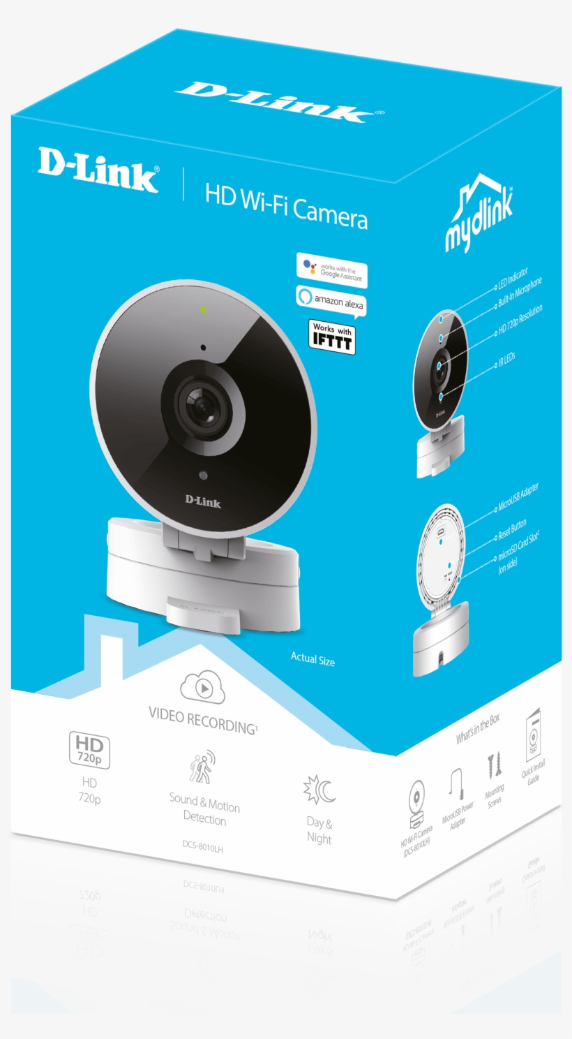 Box Of The Dcs 8010lh Mydlink Hd Wi Fi Camera - D Link, transparent png #4942352
