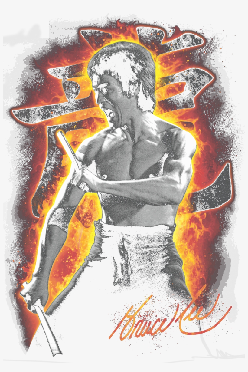 Bruce Lee Dragon Fire Women's T-shirt - Woman, transparent png #4942754