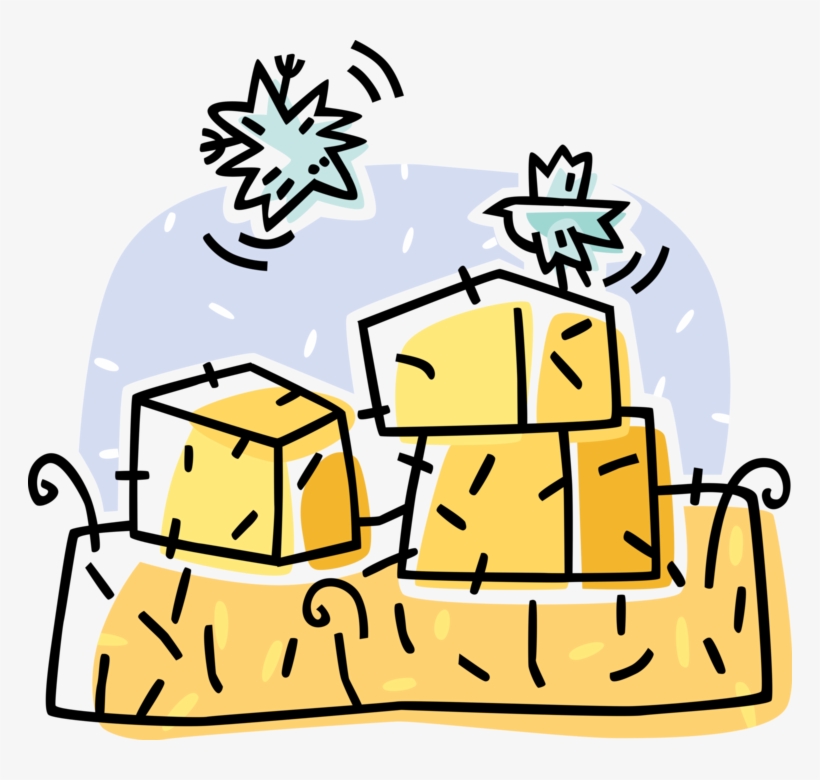 Vector Illustration Of Farm Field With Bales Of Harvested, transparent png #4946544