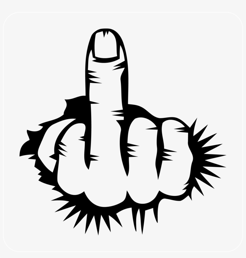 Middle Finger Through Wall Decal - Middle Finger Clipart Black And White, transparent png #4948612