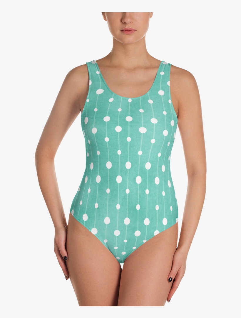 Vintage Green Dots One-piece Swimsuit - One-piece Swimsuit, transparent png #4951049
