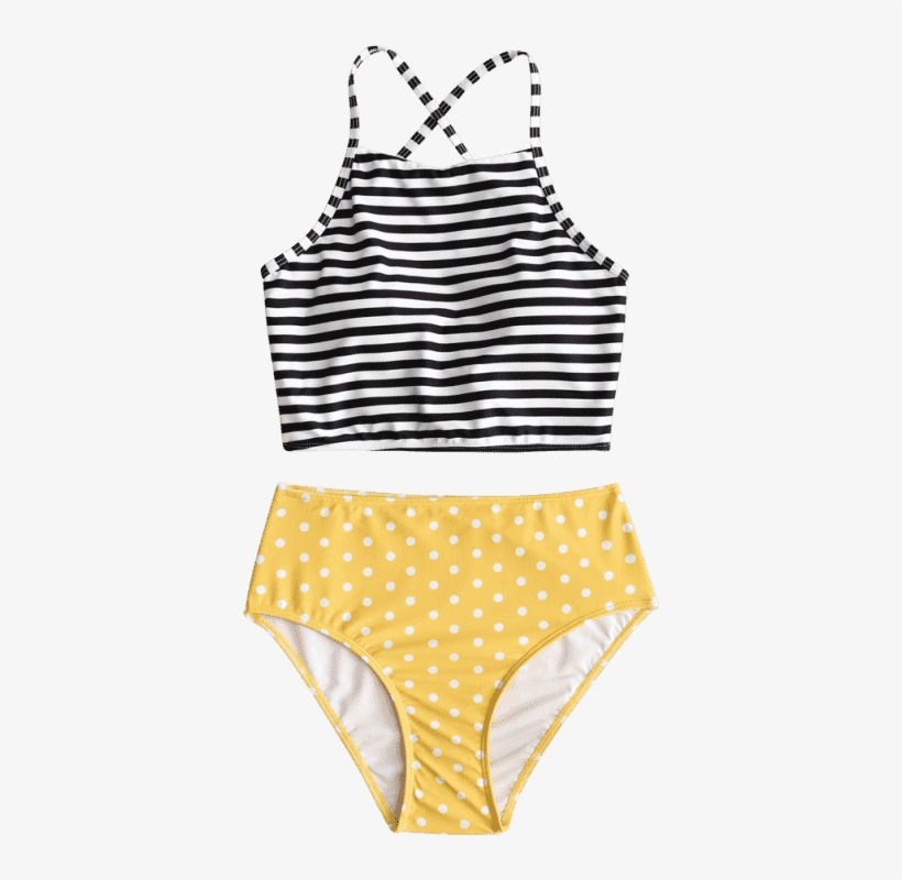 Stripe Polka Dot High Neck Bikini Set - Bikini - Free Transparent PNG ...
