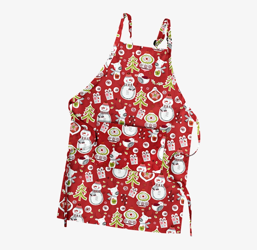 4330hoc - Ua Scrubs - Ua Holiday Cheer Red Print Scrub Apron, transparent png #4954999