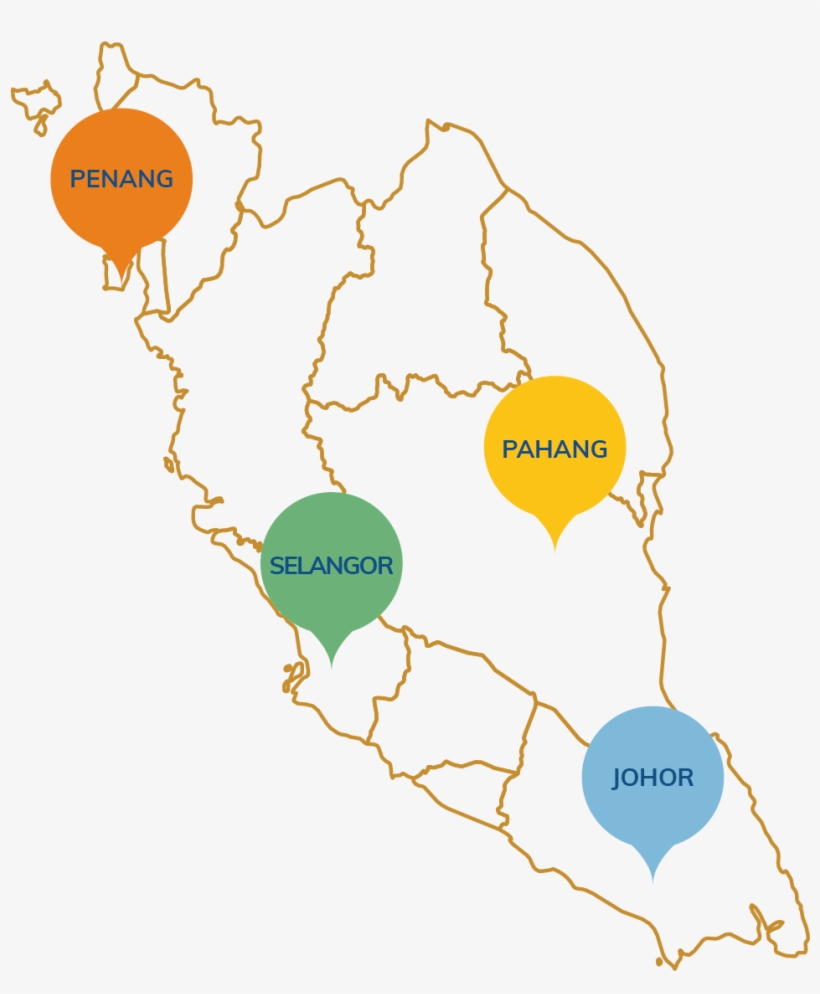 Durian Breed Distribution In Malaysia - Map, transparent png #4955176