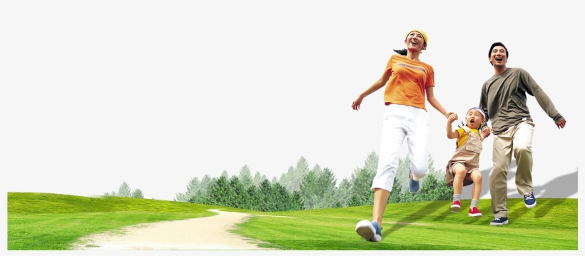 Family Runing On Grass Png - Portable Network Graphics, transparent png #4957186