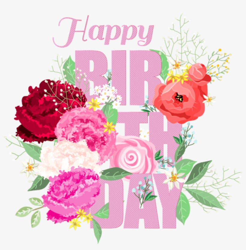 Free Png Happy Birthday With Flowers Png Png Images - Happy Birthday Flowers Clipart, transparent png #4963605