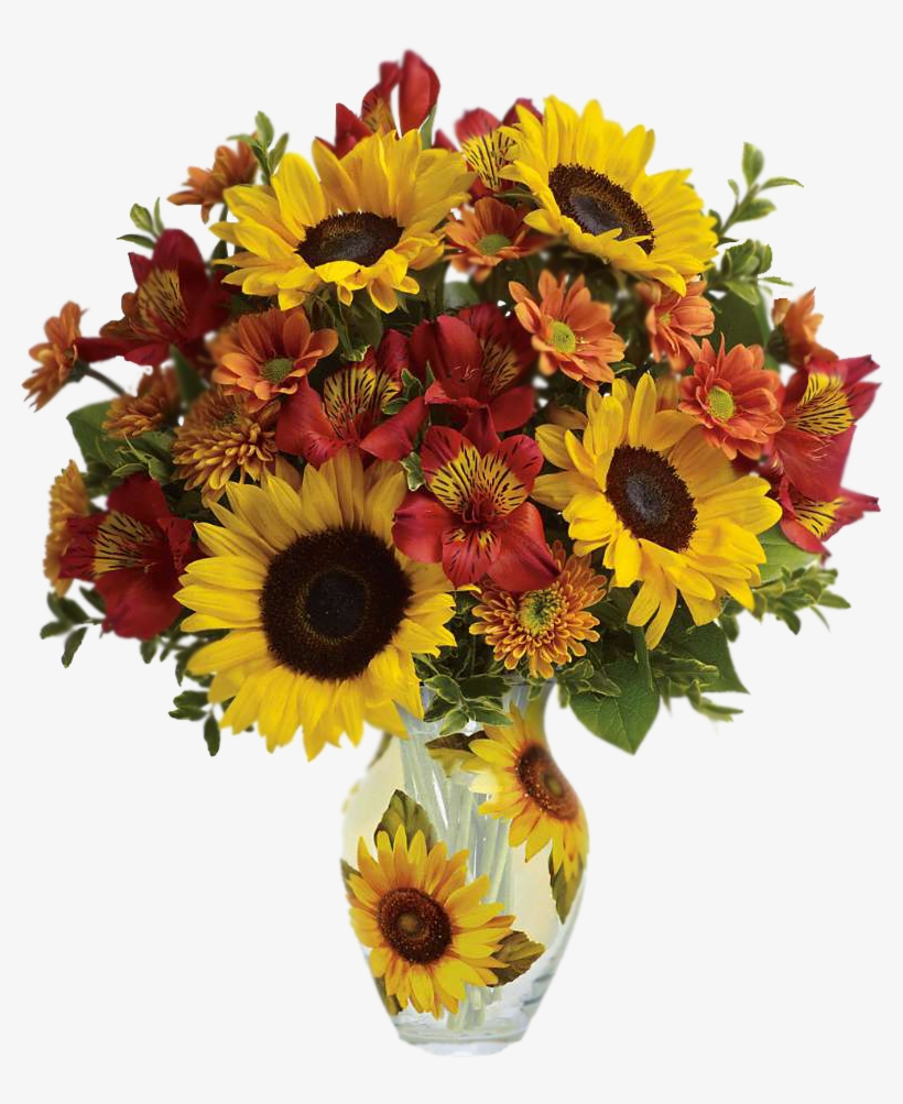Flores Encontradas En La Web Basket Flower Arrangements, - Bouquet Of Fall Flowers, transparent png #4966923