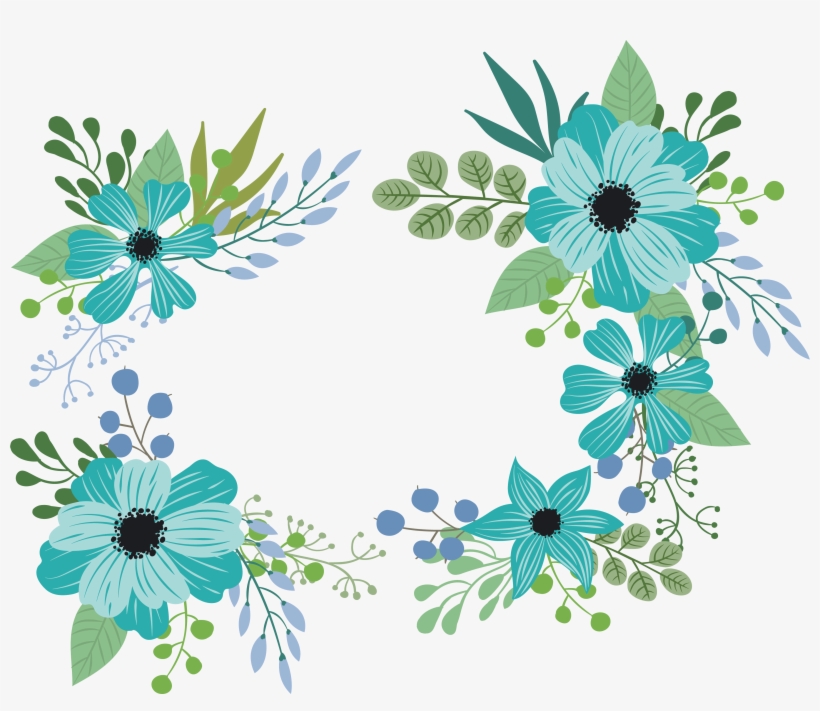 Floral Design Green Romantic - Blue Green Flower Png, transparent png #4968764
