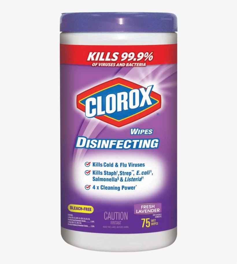 Clorox Disinfecting Wipes Lavender Scent 75 Sheets/tub, transparent png #4970243