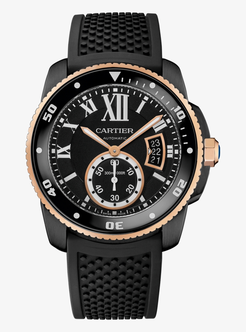 Calibre De Cartier Carbon Diver Watch42 Mm, 18k Pink - Cartier Calibre Diver, transparent png #4973886