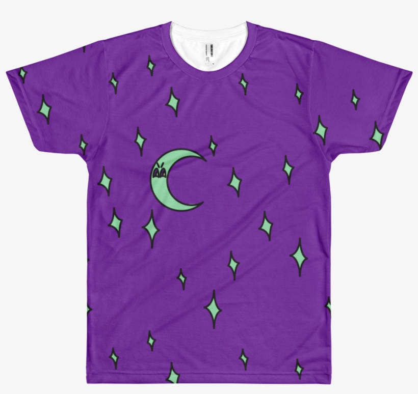 All Over Purple Moon And Stars T Shirt - Half Red Half Blue Shirt, transparent png #4990807