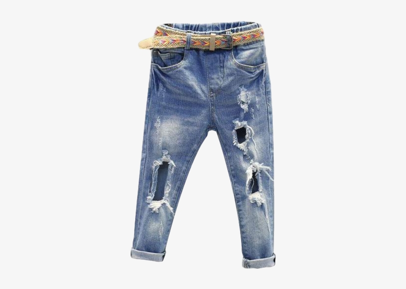 Ripped Denim Jeans - Kid Jeans, transparent png #4992754