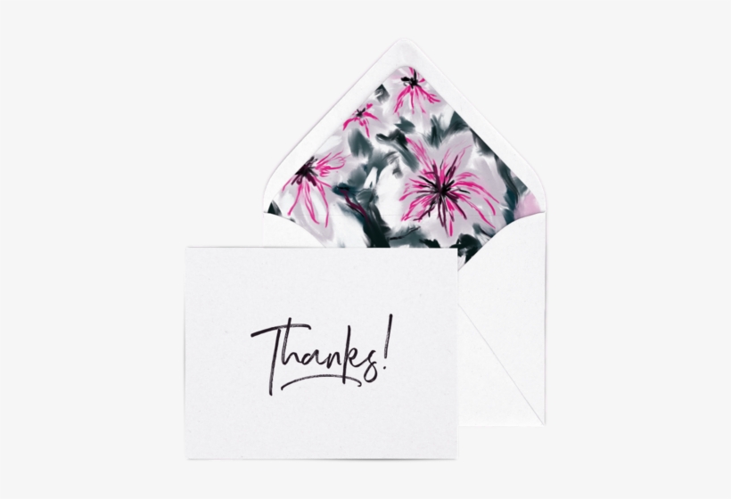 Thanks Letterpress Card Pack With Lilies Envelope Liners - Envelope, transparent png #4996050
