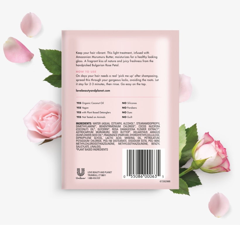 Love Beauty And Planet Murumuru Butter & Rose Conditioner - Love Beauty And Planet Ingredients, transparent png #4996160