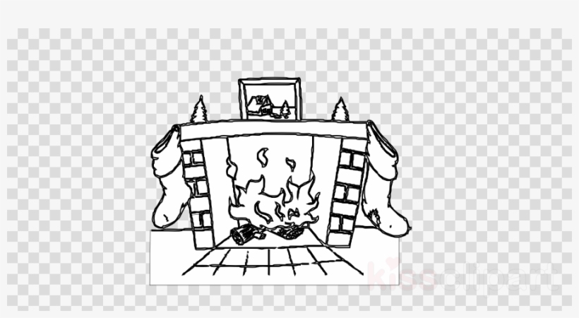 Fireplace Coloring Png Clipart Coloring Book Santa - Christmas Black And White Outline, transparent png #4996170