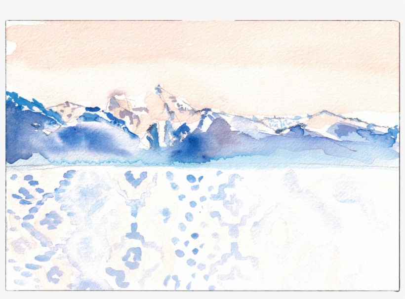 Watercolor Mountain Over Pattern - Painting, transparent png #50067