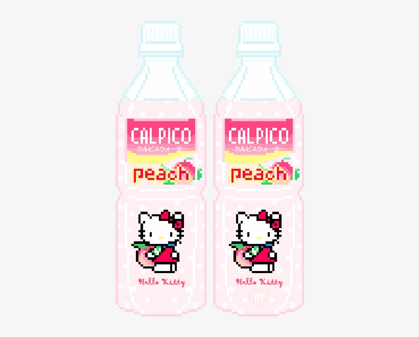 Calpico Hellokitty Peach Aesthetic Localcupcakeaestheti - Drawing, transparent png #51244