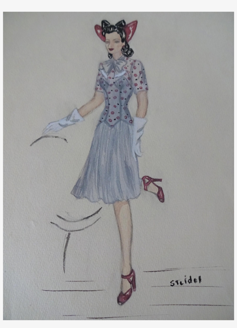 Artist Fashion Plate Vintage 1950s Pincurls Side Rolls - Dress, transparent png #51499
