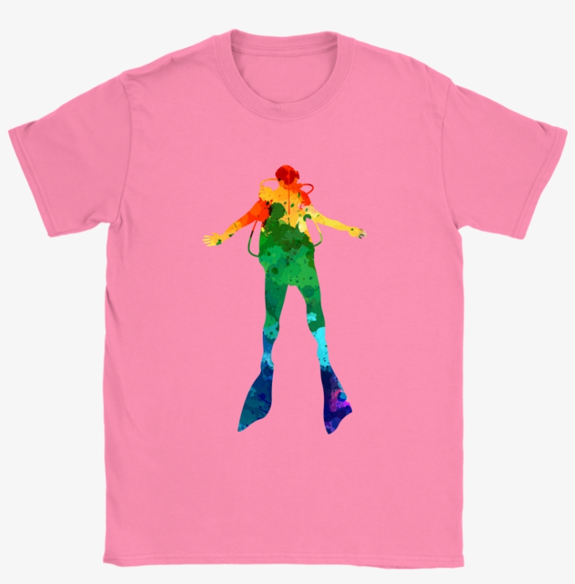 Watercolor Scuba Diver Women's T-shirt - Pokemon Shirts Cute, transparent png #51829