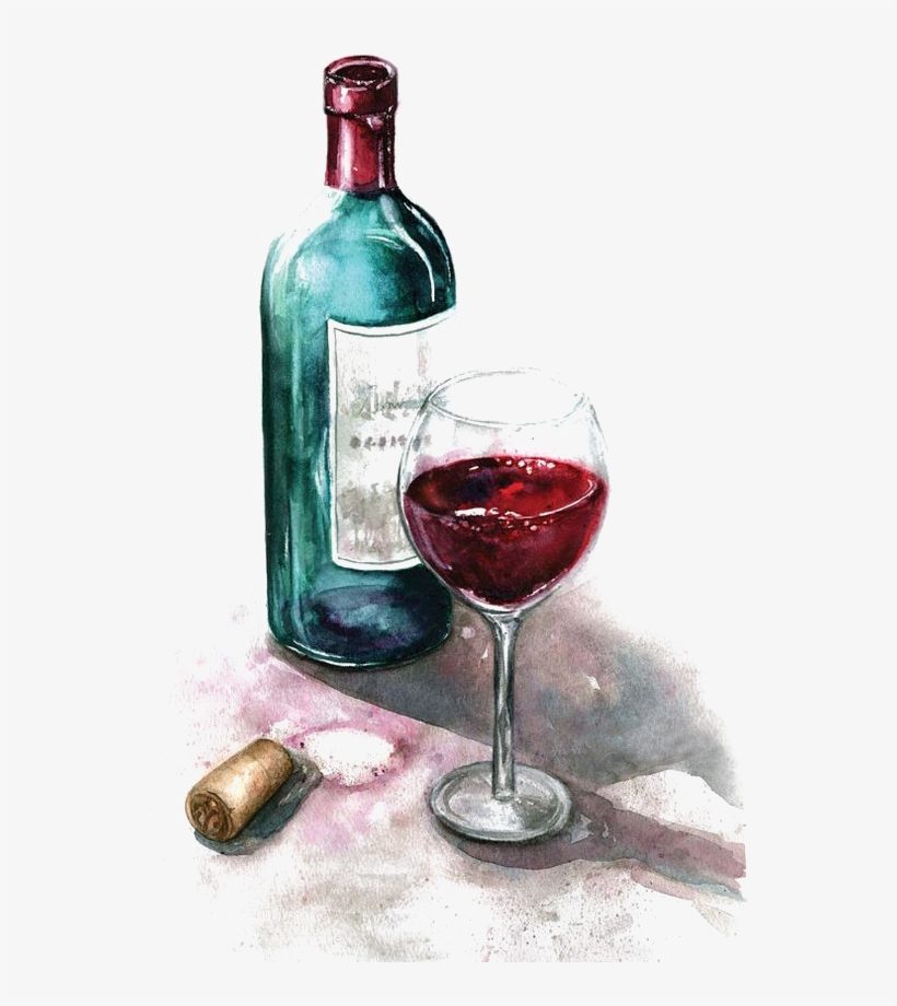 Png Library Red Painting Glass Of Transprent Png Free - Watercolor Paintings Of Wine Bottles, transparent png #52124