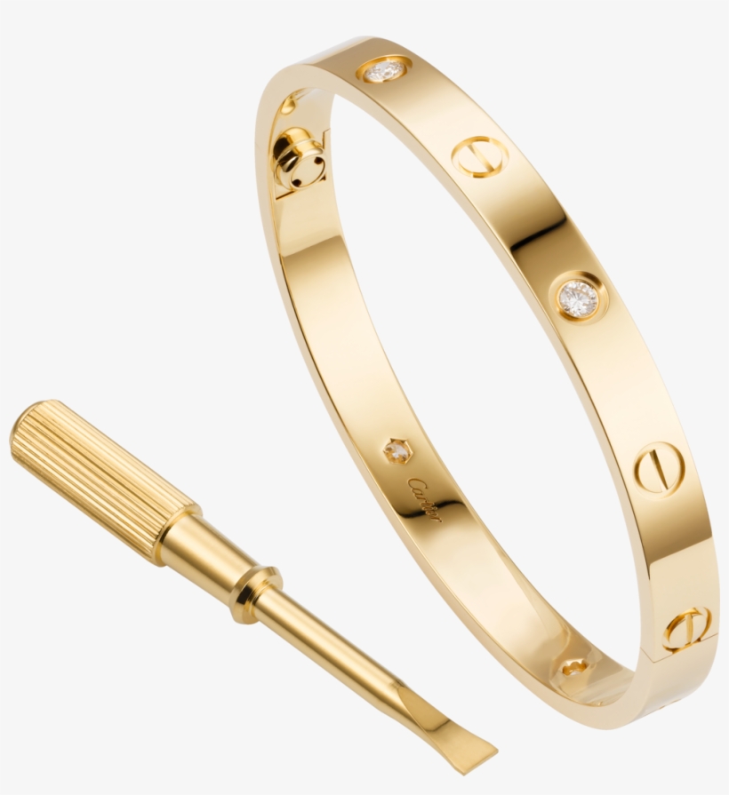 Love Bracelet, 4 Diamonds - Cartier Love Bracelet Authentic, transparent png #52169