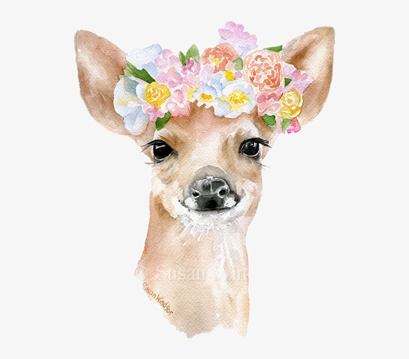 Watercolor Watercolour Animals Animal Flowercrown Flowe - Flower Crown Watercolor, transparent png #52413